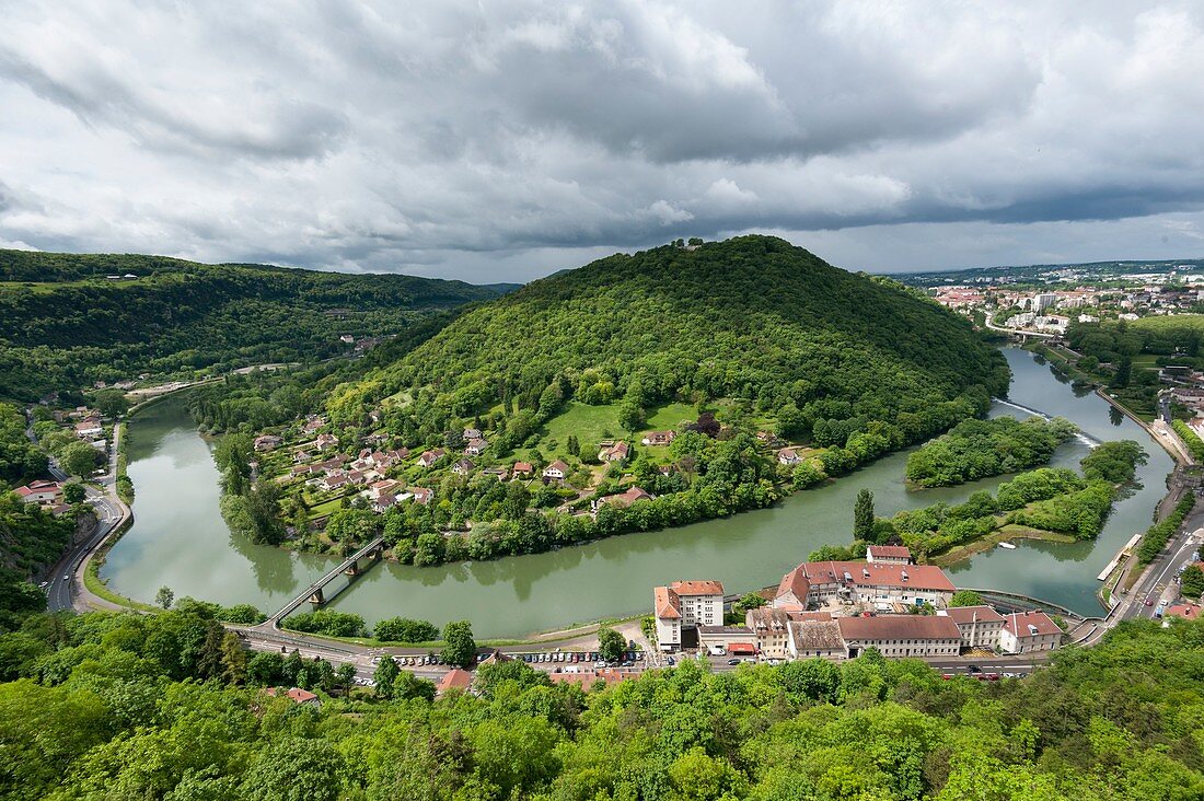 France, Doubs, Besancon, Le Doubs from the citadel