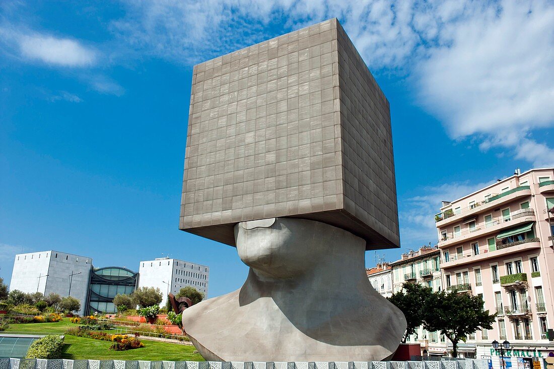 France, Alpes Maritimes, Nice, Louis Nucera Library in the Tete Carree by sculptor Sacha Sosno