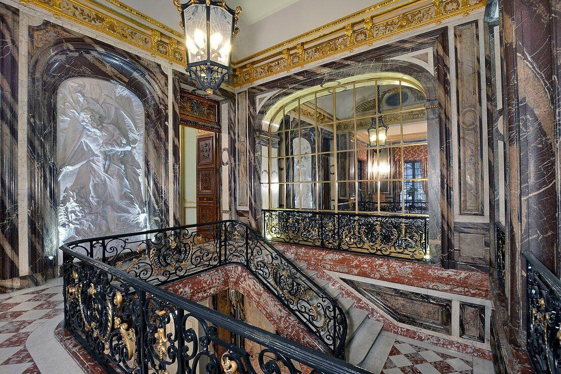 Frankreich, Paris, Hotel de Béhague, Botschaft von Rumänien, die Treppe