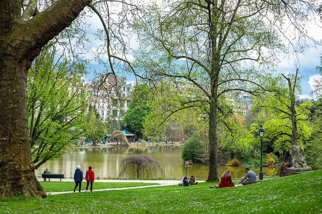 Frankreich, Paris, 14. Bezirk, Montsouris Park, der beliebteste Ort der Entspannung für Studenten der nahe gelegenen Cité Universitaire