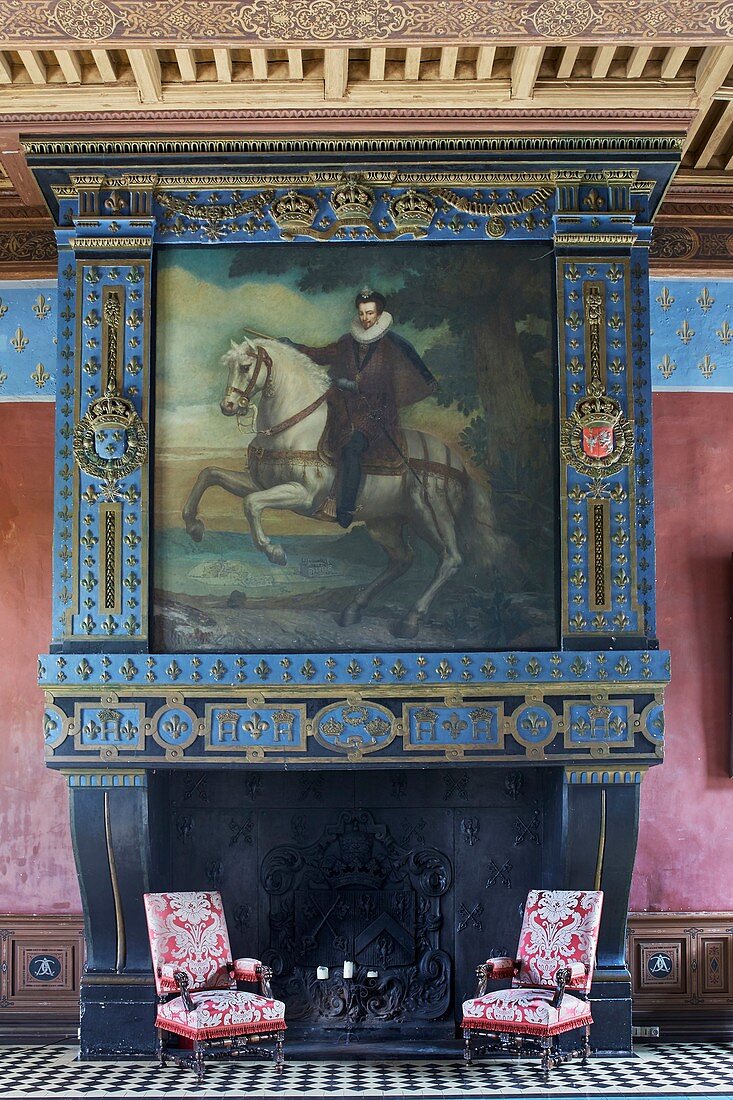 Frankreich, Yonne, Château d'Ancy le Franc, Schornstein im Wachraum