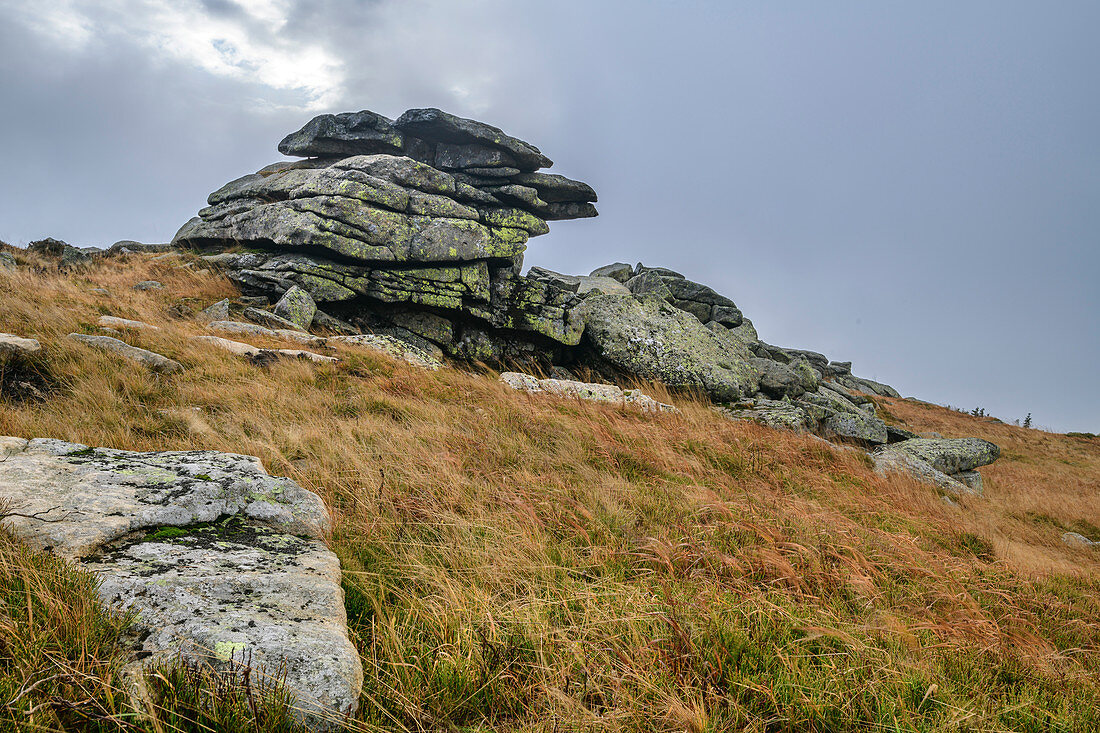 Felsformation Teufelskanzel und Hexenaltar, Brocken, Nationalpark Harz, Harz, Sachsen-Anhalt, Deutschland