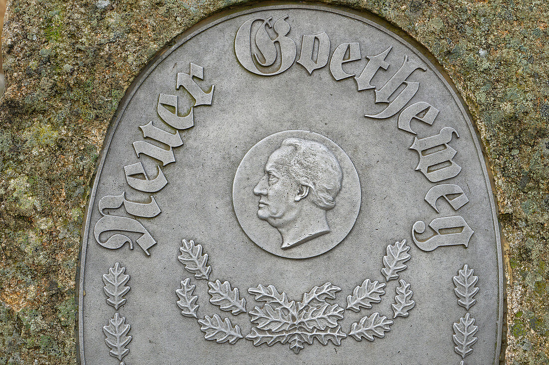 Goethe Monument on Goetheweg, Brocken, Harz National Park, Harz, Saxony-Anhalt, Germany