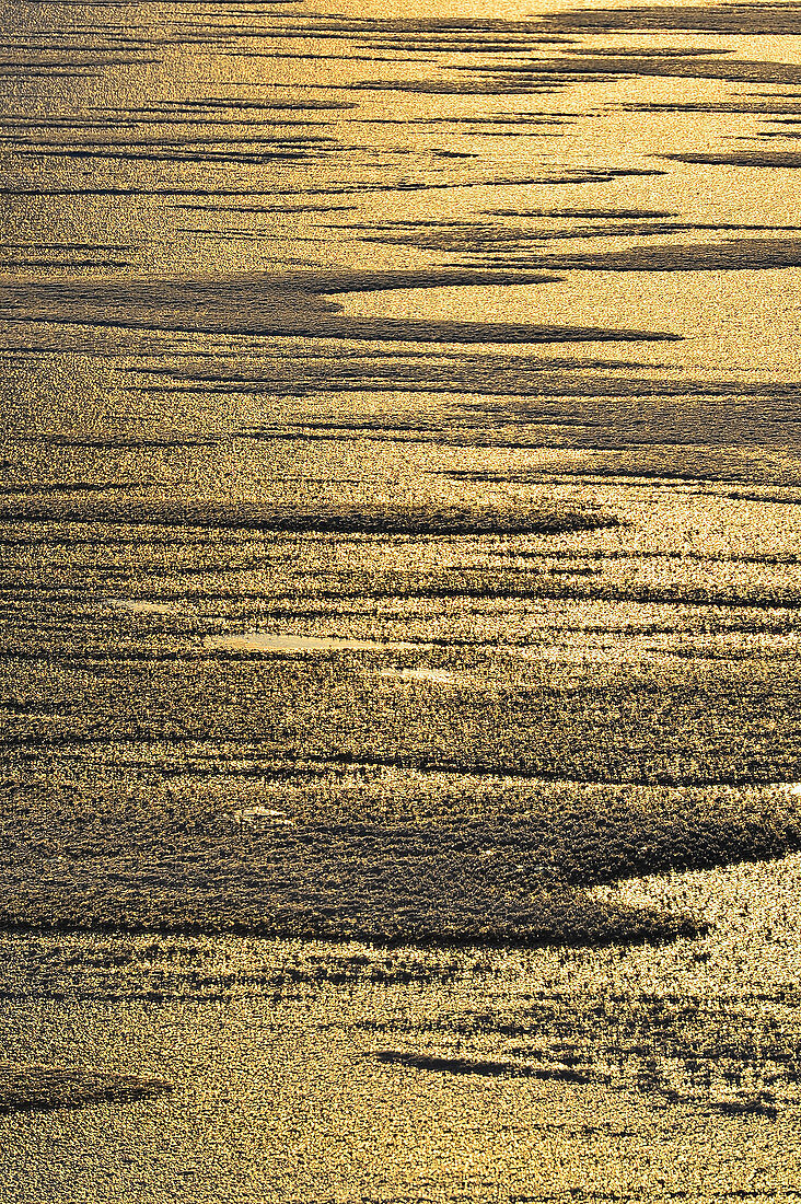 Structures of ice and snow in the sunlight on a lake at Lycksele, Västerbottens Län, Sweden