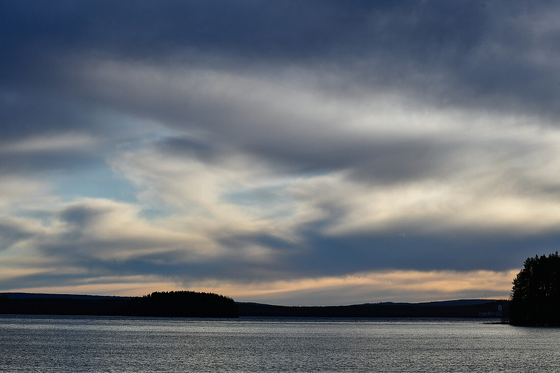 Dark clouds over Lake Siljan, Dalarna, Sweden
