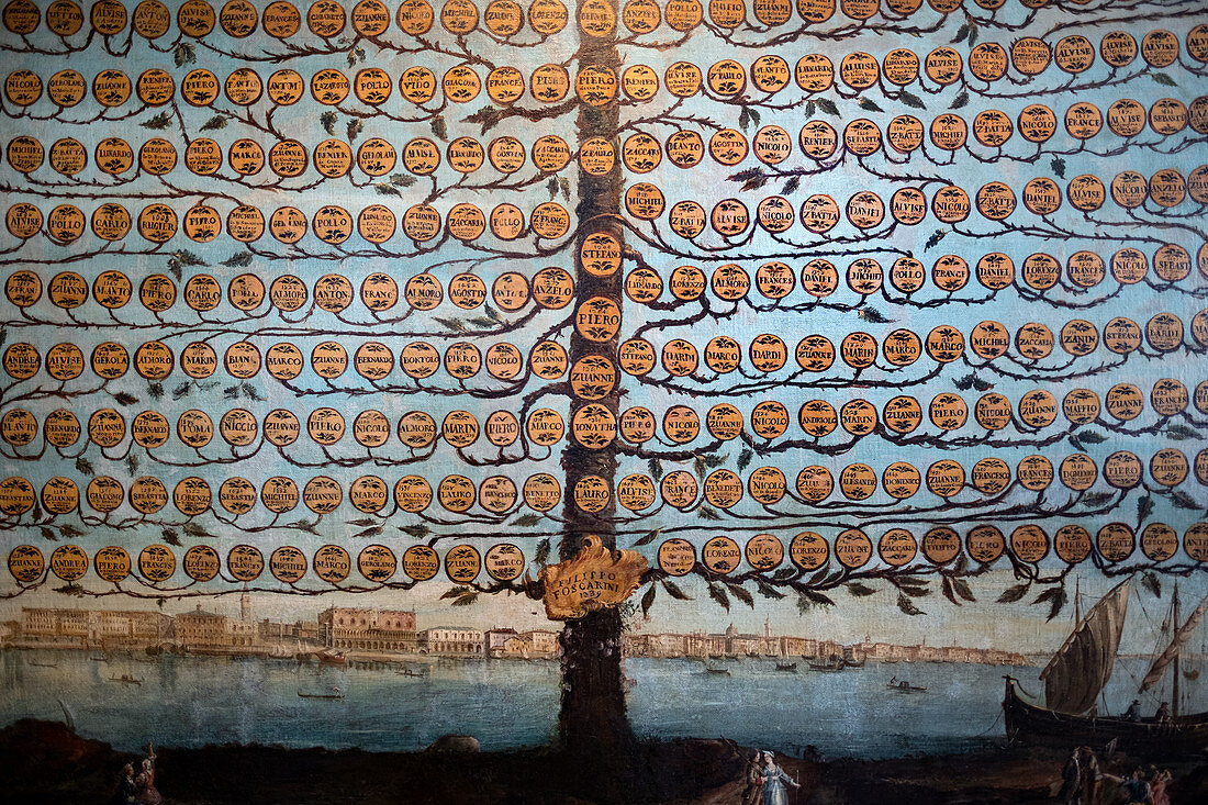 Gemälde vom Stammbaum der Dogaten Foscari im Dogenpalast, Palazzo Ducale, san Marco, Venedig, Venetien, Italien, Europa