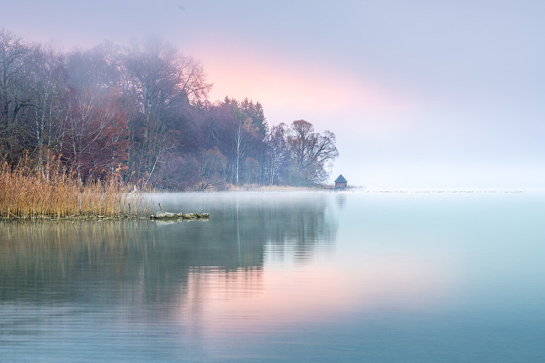 Herbstliche Morgenstimmung am Starnberger See, Bernried, Bayern, Deutschland