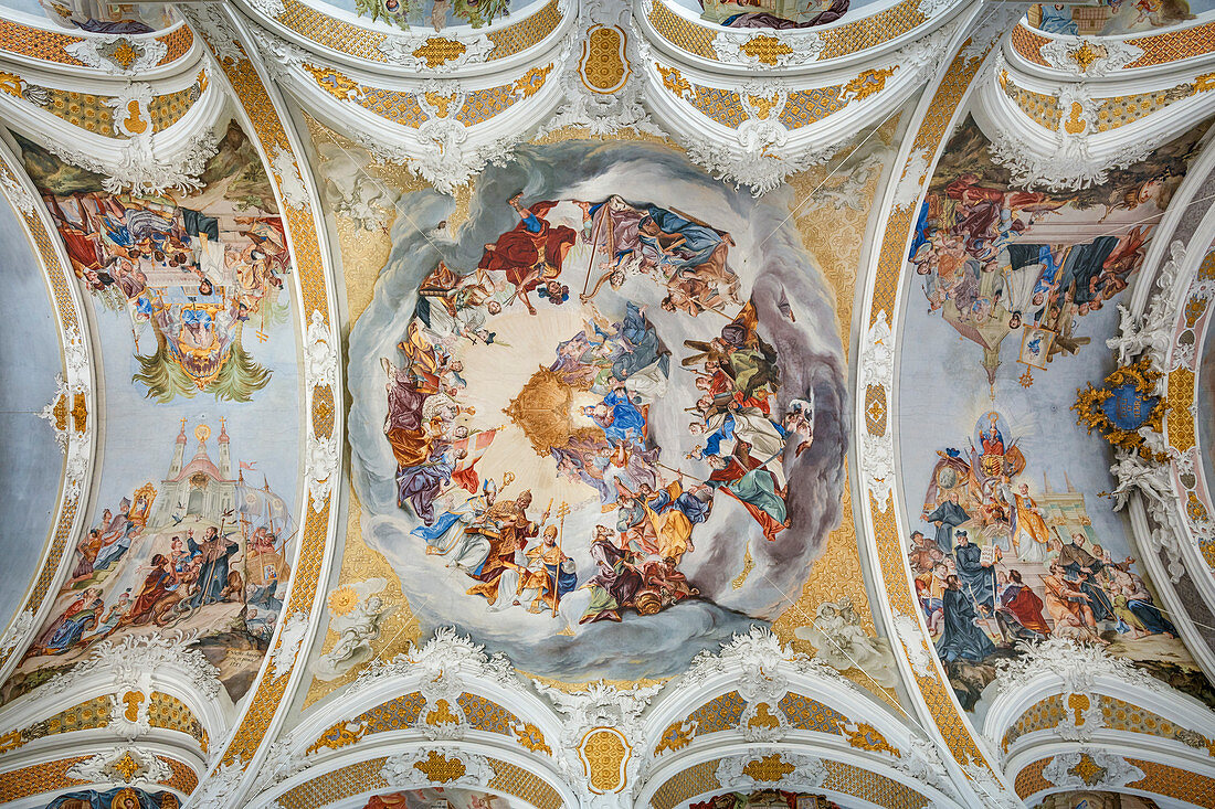 Ceiling fresco in the study church of the Assumption in Dillingen an der Donau, Bavaria, Germany