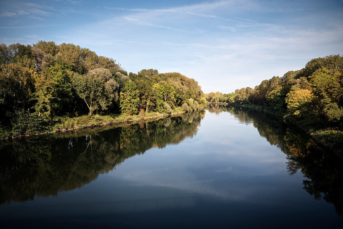 Danube curve near old town of Dillingen an der Donau, Bavaria, Germany