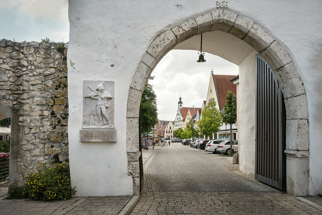 City gate to the old town of Gundelfingen an der Donau, Dillingen district, Bavaria, Germany