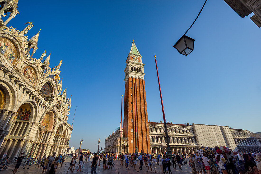 On an August afternoon in St. Mark's Square in Venice, Veneto, Italy, Europe