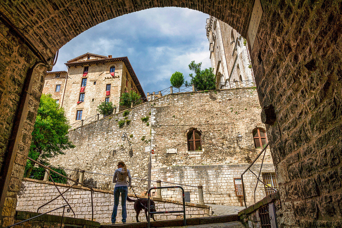 Entrance to the old town of Gubbio, Gubbio, Perugia Province, Umbria, Italy, Europe