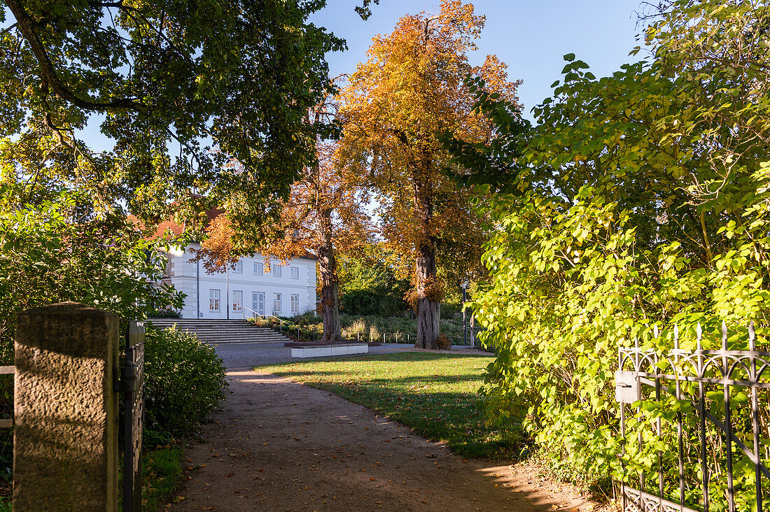 Riding stables, outbuilding at Eutin Castle, Holstein Switzerland Nature Park, Ostholstein, Schleswig-Holstein, Germany