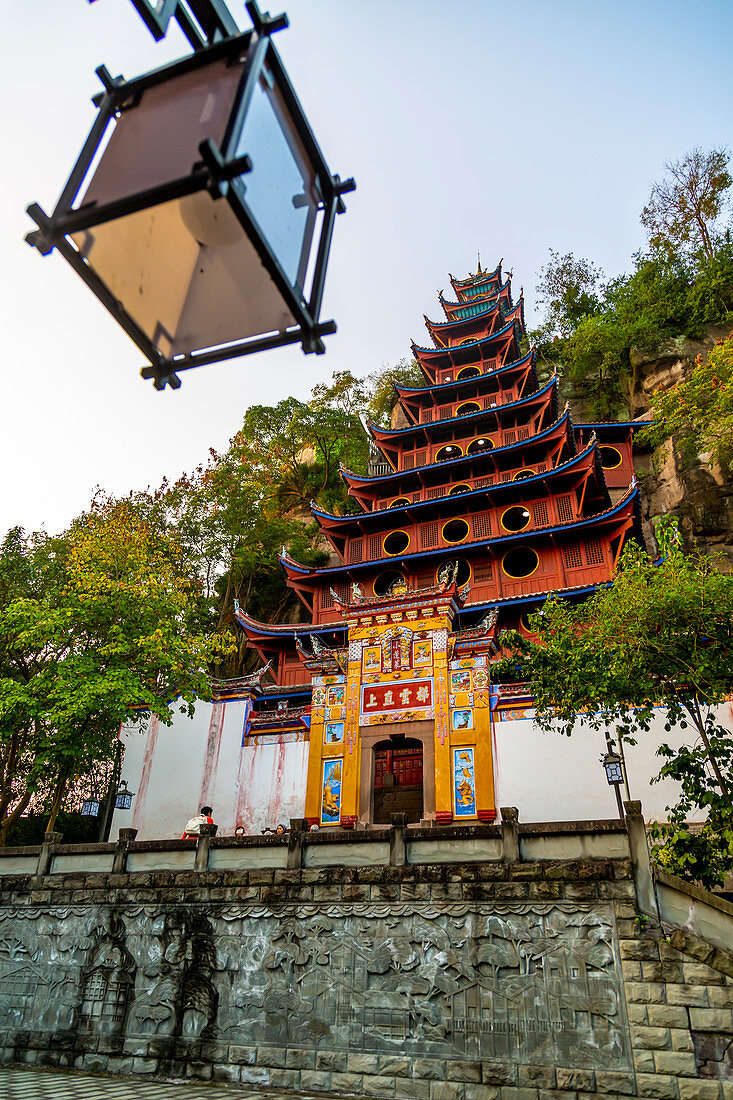 View of Shi Baozhai Pagoda on Yangtze River near Wanzhou, Chongqing, People's Republic of China, Asia