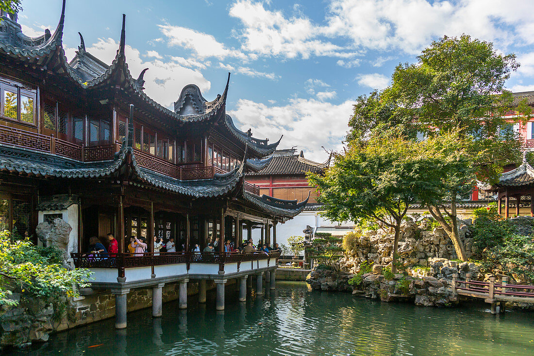 View of traditional Chinese architecture in Yu Garden, Shanghai, China, Asia