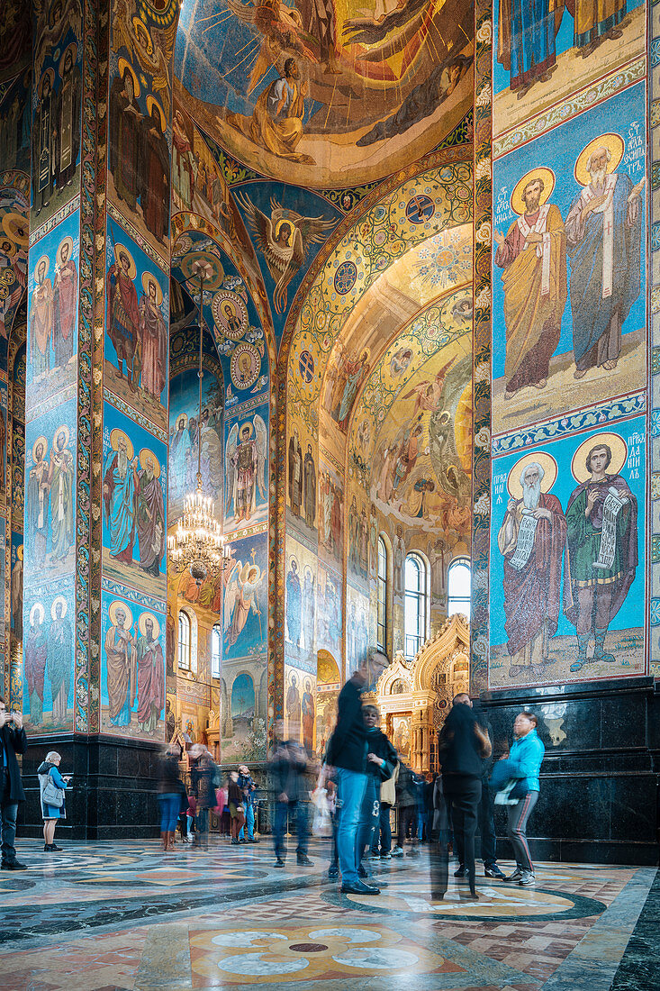 Innenraum der Erlöserkirche auf vergossenem Blut (Auferstehungskirche), UNESCO-Weltkulturerbe, St. Petersburg, Oblast Leningrad, Russland, Europa
