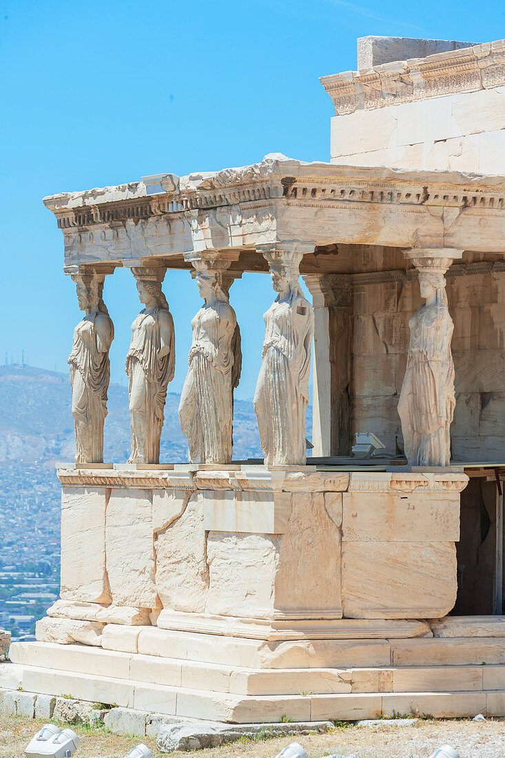 Veranda der Karyatiden, Erechtheion-Tempel, Akropolis, UNESCO-Weltkulturerbe, Athen, Griechenland, Europa