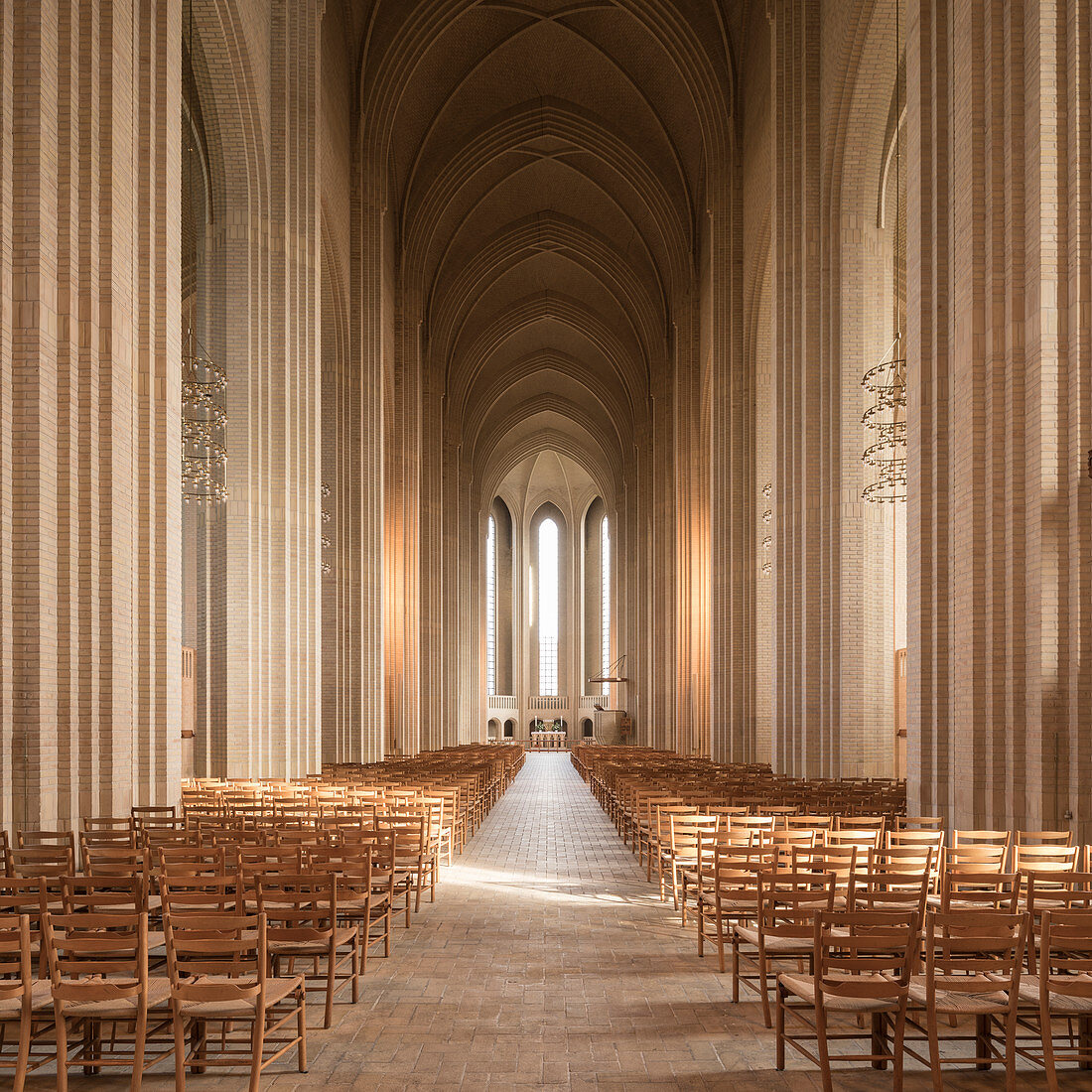 Innenraum der Grundvigs Kirche, Bispebjerg, Kopenhagen, Dänemark, Skandinavien, Europa