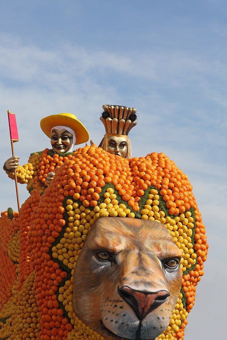 Installationen für das Zitronenfest, Menton, Provence-Alpes-Côte d'Azur, Frankreich