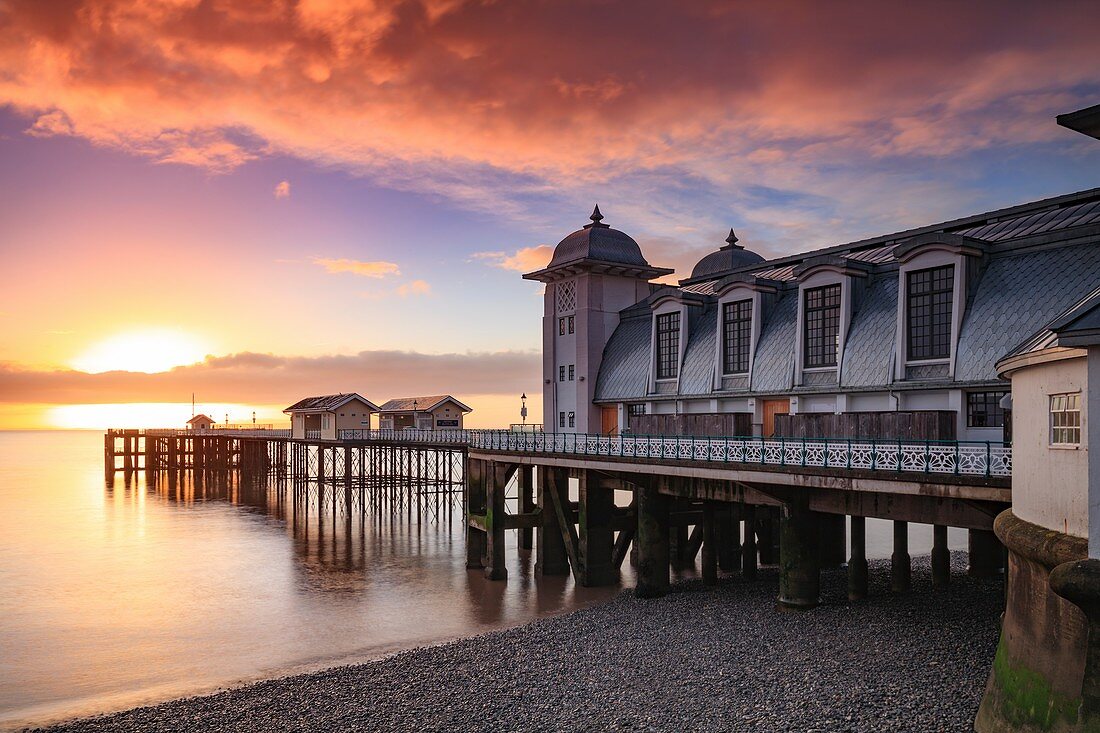 Sunrise at Penarth Pier in South Wales, captured from the promenade in mid February.
