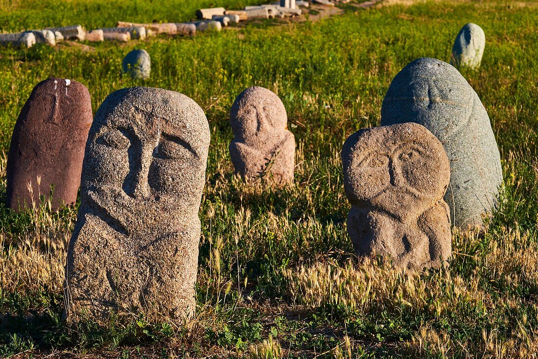 Kyrgyzstan, Chuy province, balbal grave stone, ancien city of Balagasun