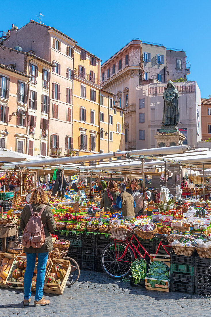 Market stalls, Campo de Fiori, Regola, Rome, Lazio, Italy, Europe