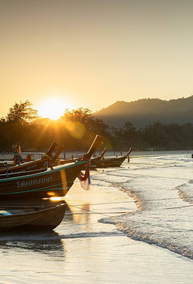 Kata Beach at sunrise, Phuket, Thailand, Southeast Asia, Asia