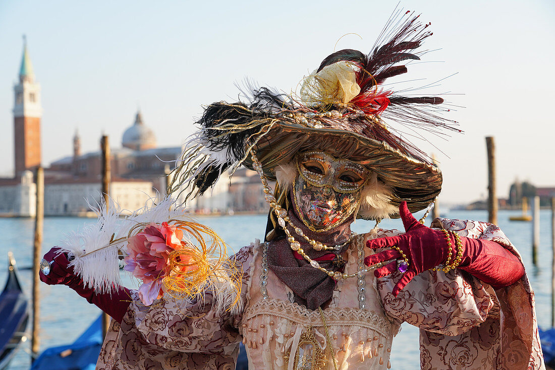 Masks at the Venice Carnival in St. Mark's Square, Venice, Veneto, Italy, Europe