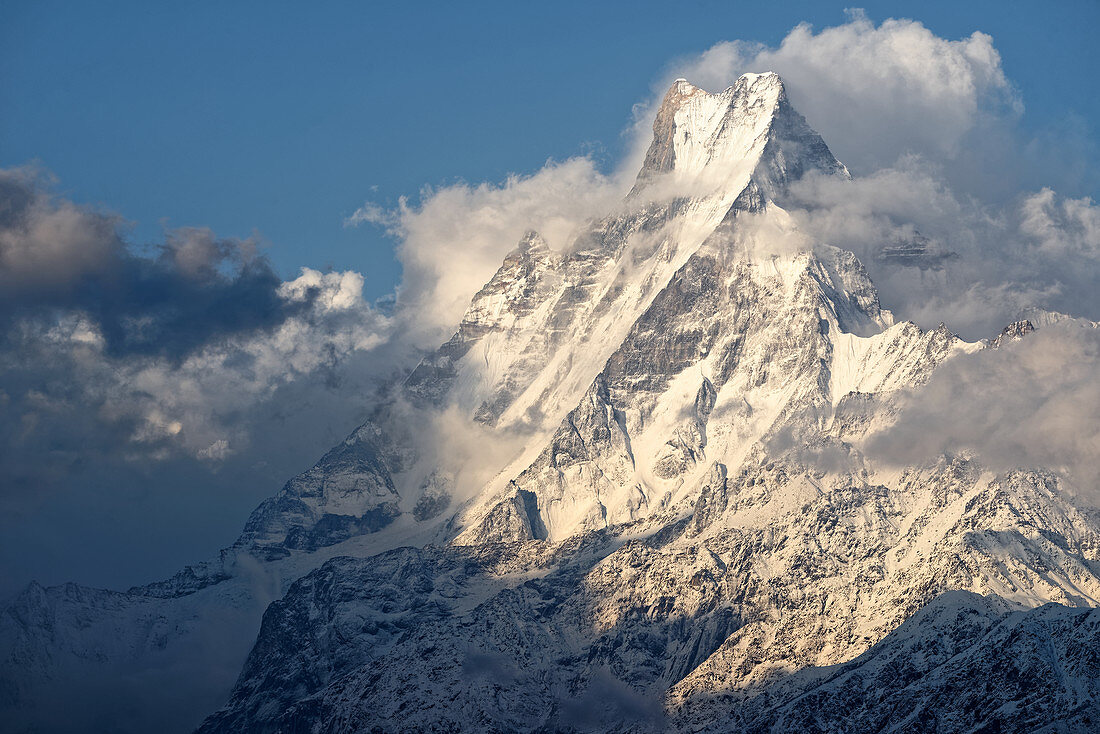 Der Machapuchare, gesehen von Tadapani, Nepal, Himalaya, Asien.
