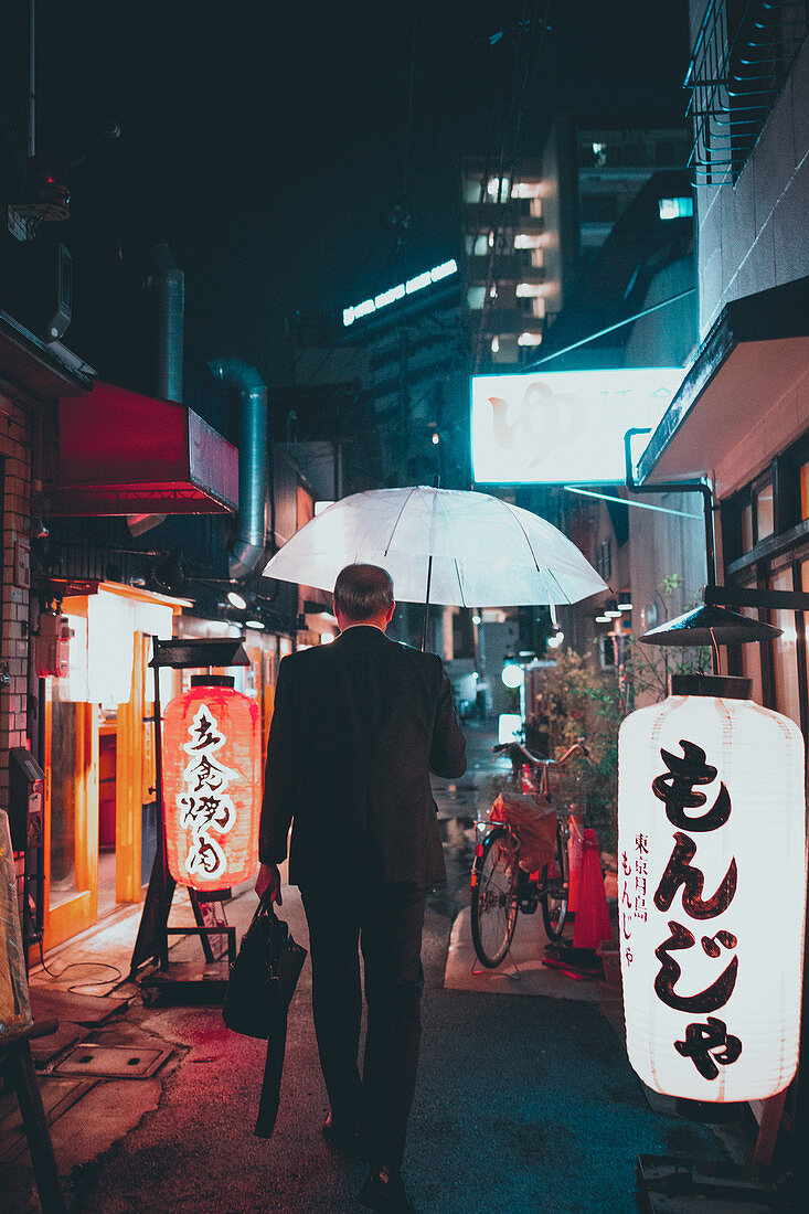 Businessman on his way home in Osaka, Japan