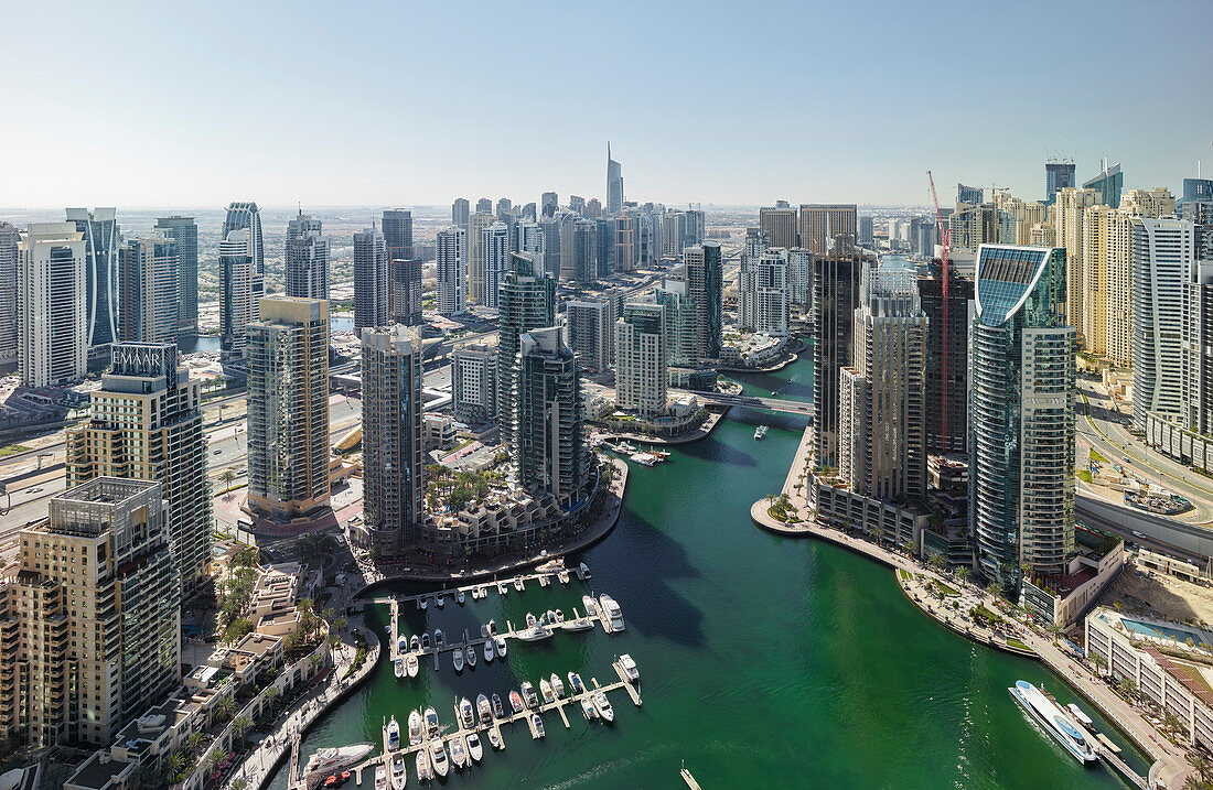 Blick über die Dubai Marina, Dubai, Vereinigte Arabische Emirate