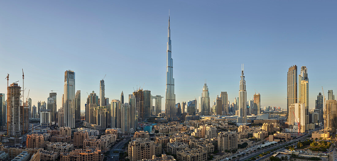 Blick von South Ridge nach Downtown Dubai, Burj Khalifa, Dubai, Vereinigte Arabische Emirate