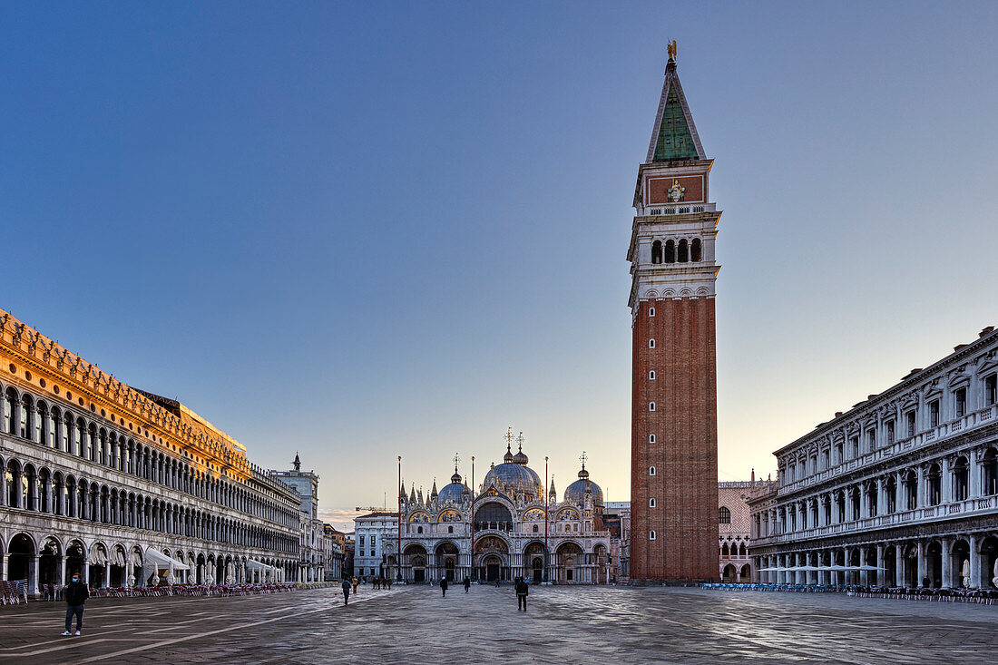 Piazza San Marco at sunrise in Venice, Veneto, Italy