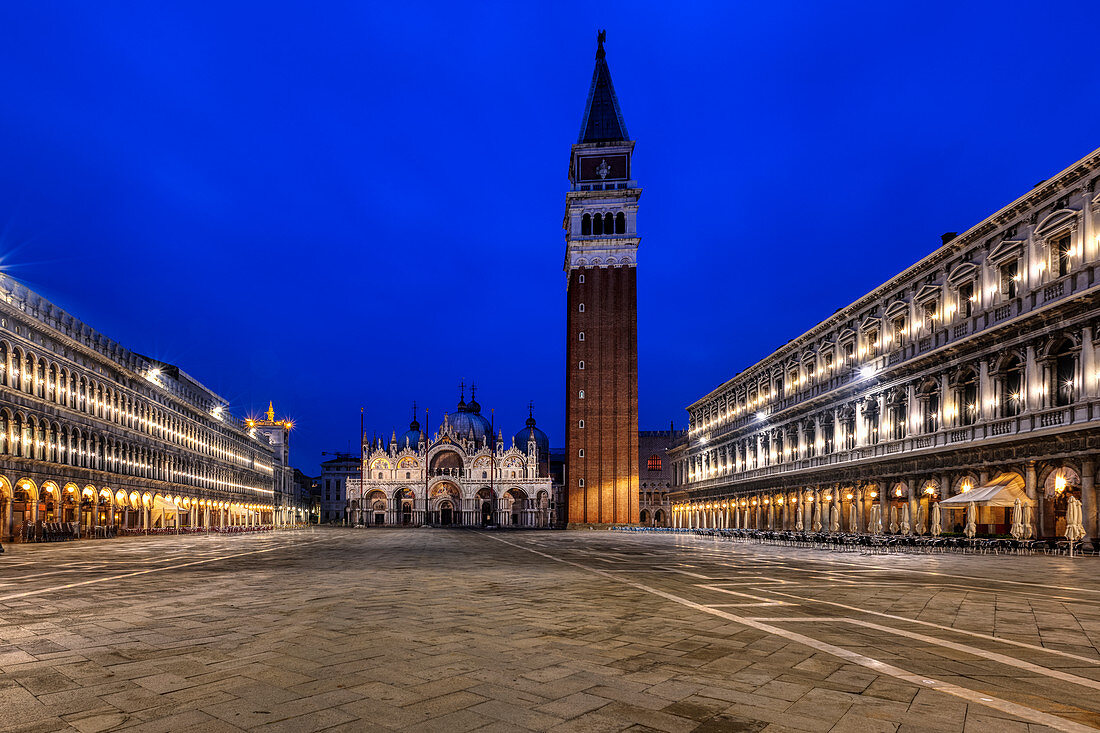 Piazza San Marco before sunrise in Venice, Veneto, Italy