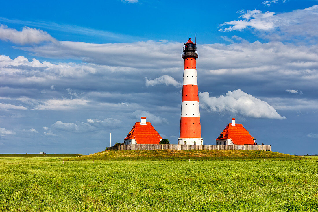 Westerheversand lighthouse, Nordstrand, Schleswig-Holstein, Germany