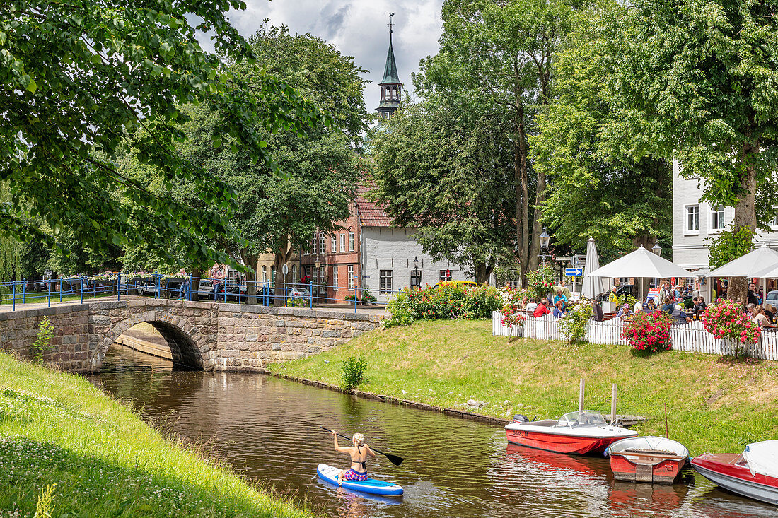 Zentrale Gracht Mittelburggraben, am Malerwinkel,  Friedrichstadt, Schleswig-Holstein, Deutschland