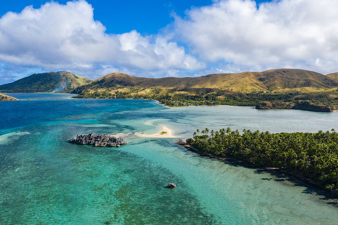 Aerial view of sandbar and islands, Sawa-i-Lau Island, Yasawa Group, Fiji Islands, South Pacific