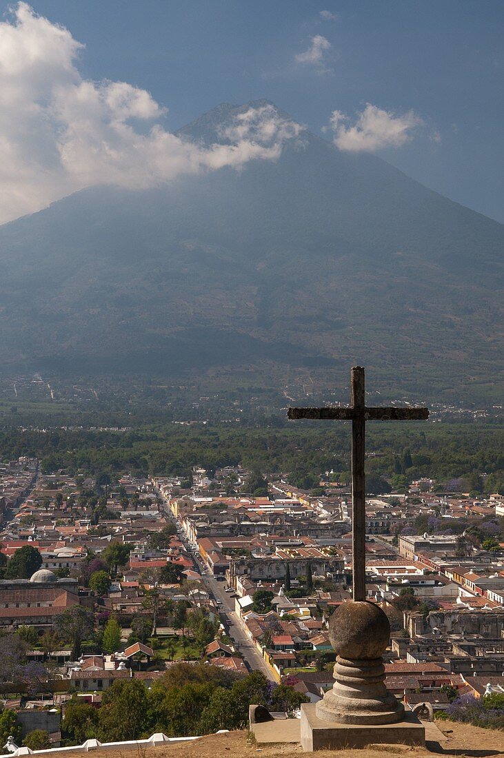 View of Antigua and Volcan de Agua, Guatemala.