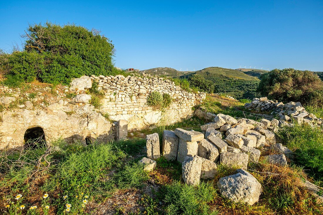 Greece, Eastern Crete, Lassithi district, Sitia Nature park is part of the UNESCO Global Geoparks, Pressos archeological site 