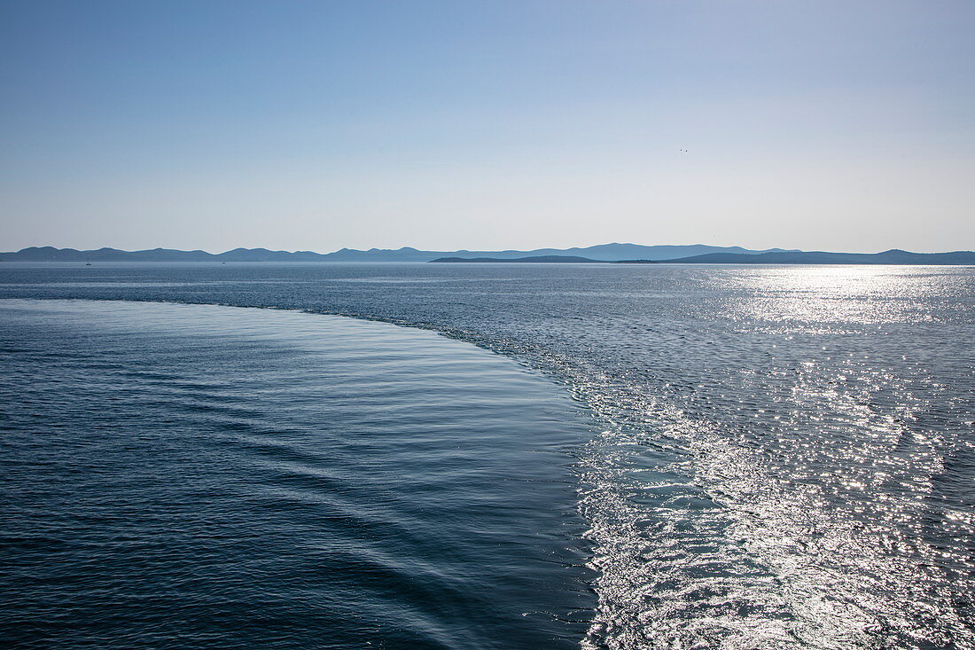 Keel of the cruise ship in the Adriatic Sea, near Kukljica, Zadar, Croatia, Europe