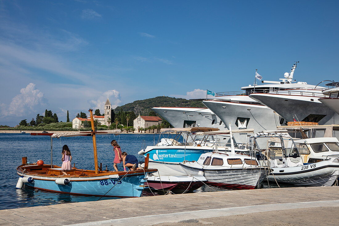 Fishing boats and boutique cruise ships, Vis, Vis, Split-Dalmatia, Croatia, Europe