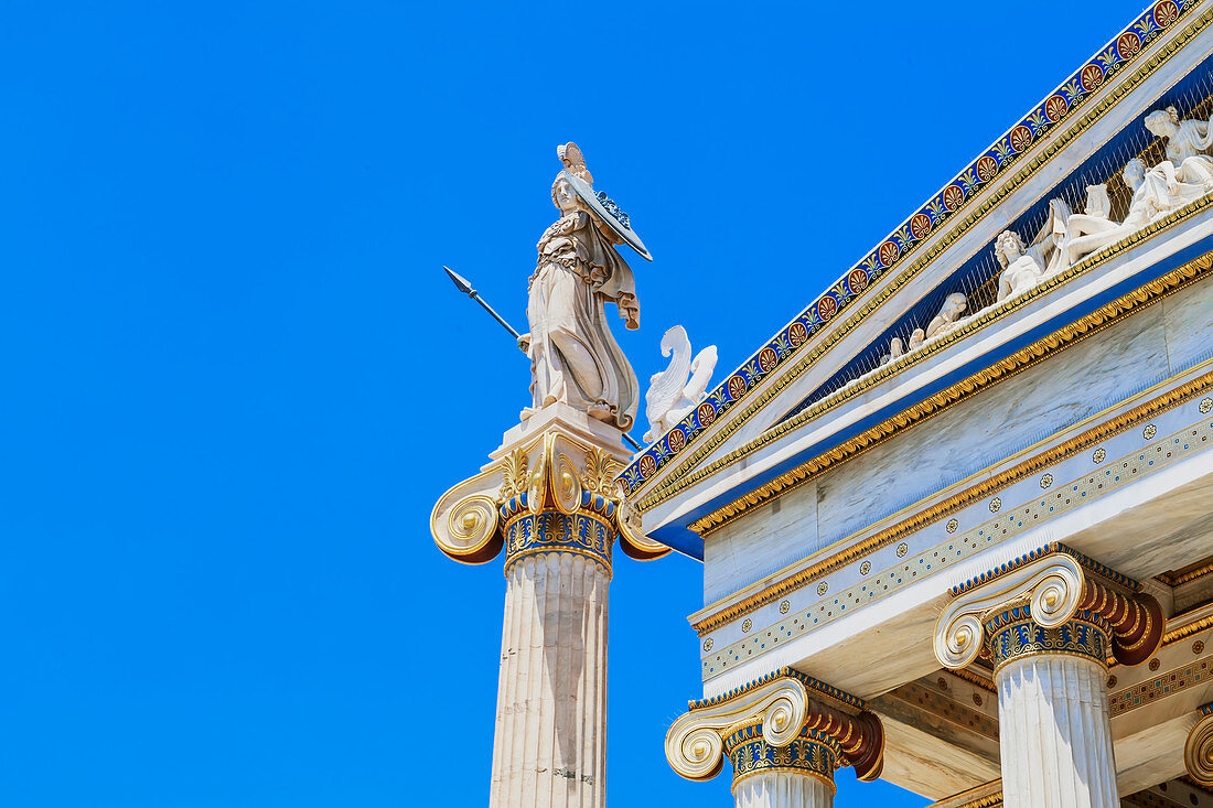 Statue of Athena outside the Academy of Athens, Athens, Greece, Europe