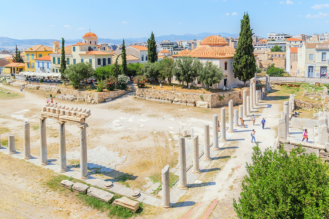 Römische Agora, erhöhte Ansicht, Athen, Griechenland, Europa,