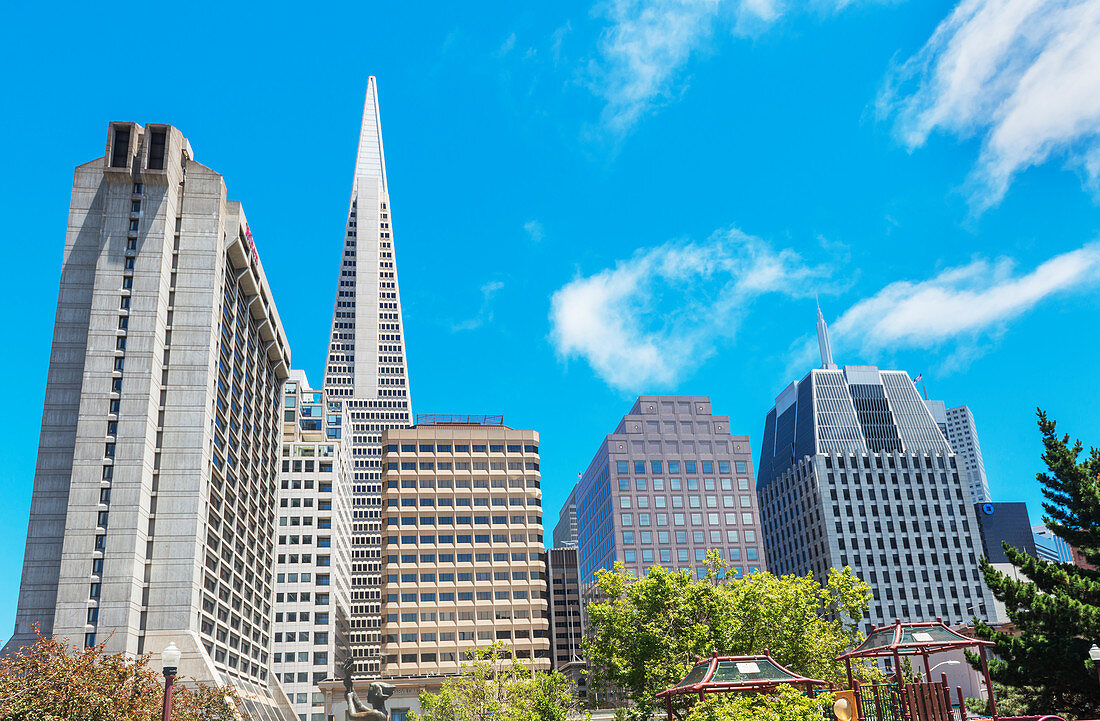 View of Portsmouth square, San Francisco, California, USA