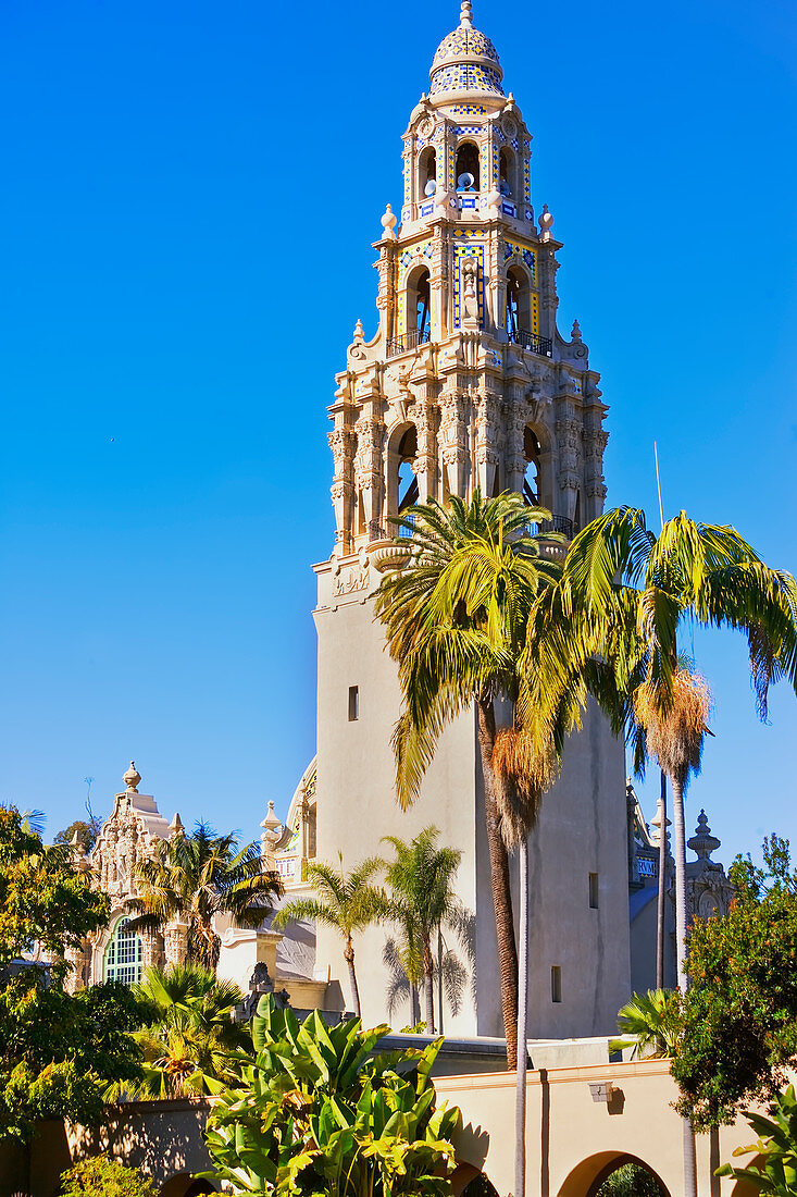 St Francis bell tower, Museum of Man, Balboa Park, San Diego, California, USA