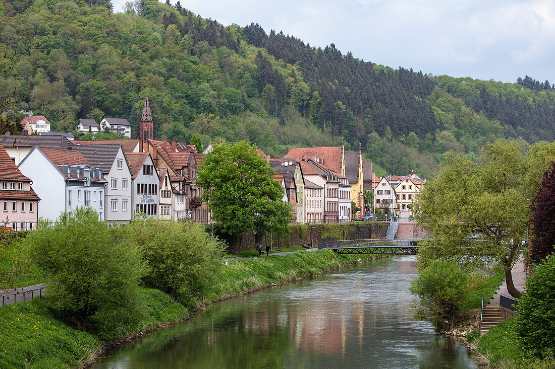 The Tauber flows gently past the old town, Wertheim, Spessart-Mainland, Franconia, Baden-Wuerttemberg, Germany, Europe