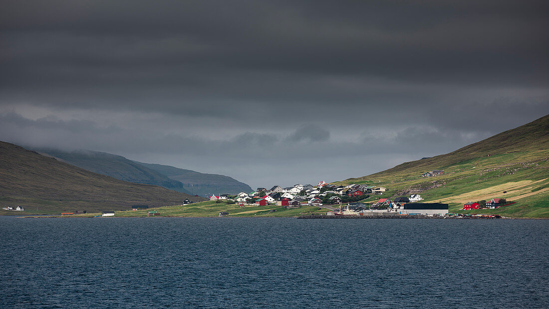 Village with colorful houses in the Faroe Islands