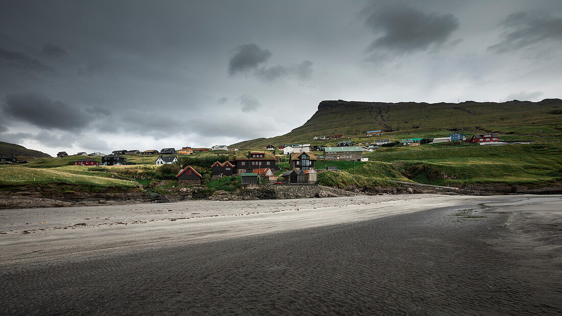 Leynar sandy bay on Streymoy, Faroe Islands