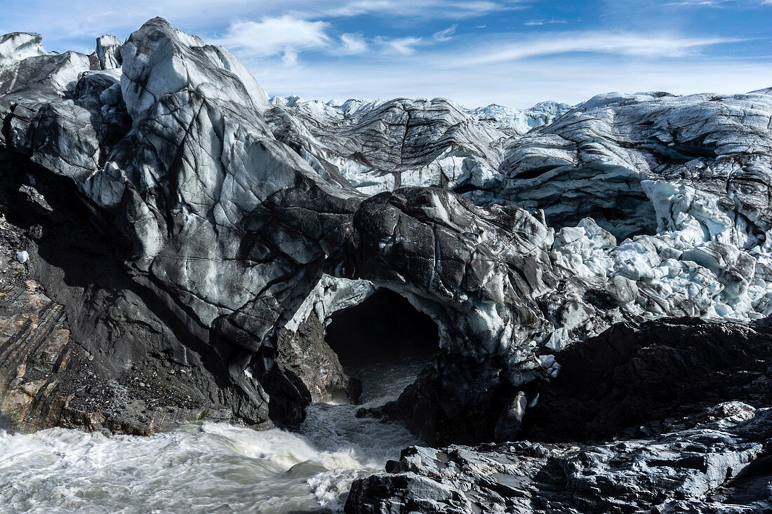 View into a glacier cave, Russels Glacier, Kangerlussuaq, Greenland