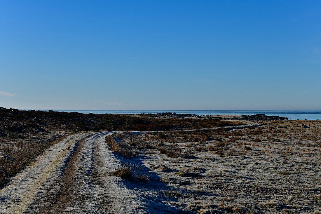 View of the shore landscape and the sea at Grimsholmen, Hallandslän, Sweden